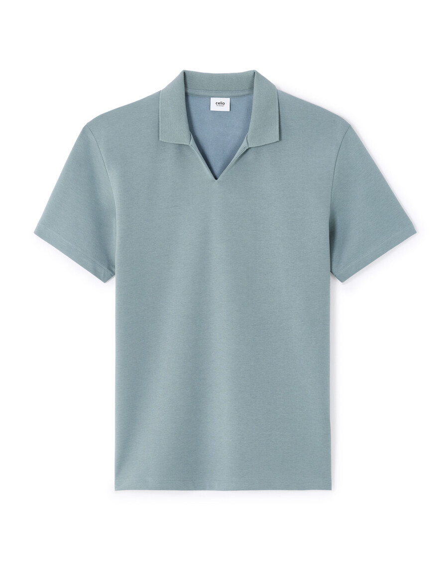 poloshirt mit normaler länge und kubanischem kragen aus baumwollmischgewebe