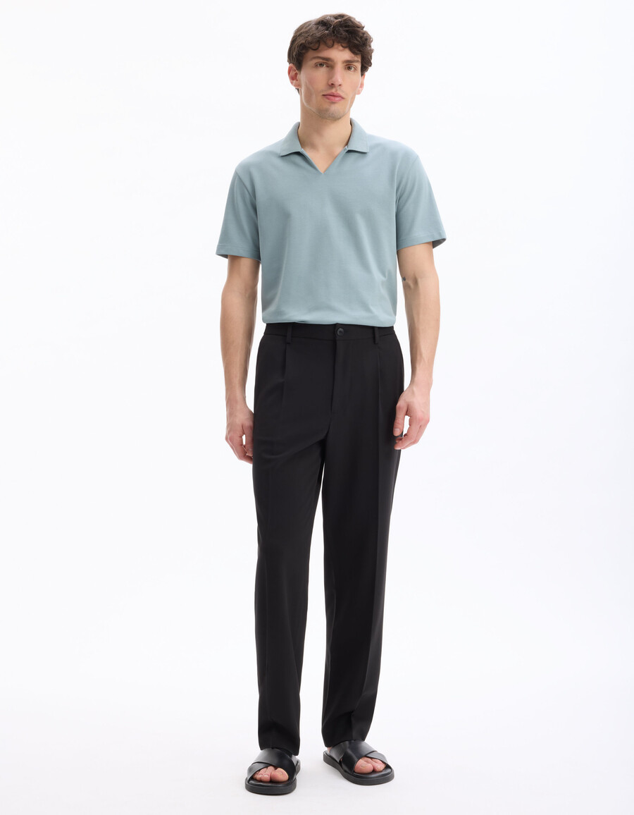 poloshirt mit normaler länge und kubanischem kragen aus baumwollmischgewebe
