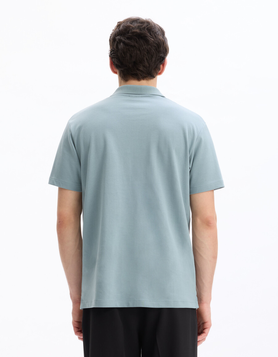 poloshirt mit normaler länge und kubanischem kragen aus baumwollmischgewebe