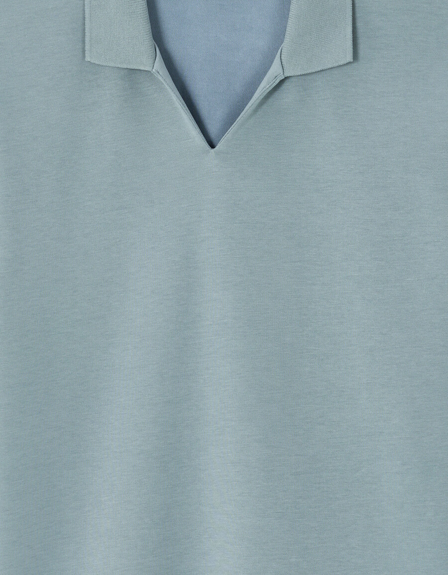 poloshirt mit normaler länge und kubanischem kragen aus baumwollmischgewebe