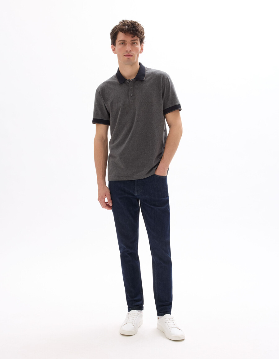 poloshirt aus normalem jersey-material aus stretch-baumwolle