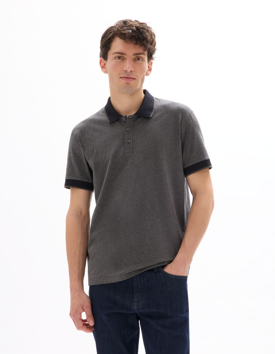 poloshirt aus normalem jersey-material aus stretch-baumwolle