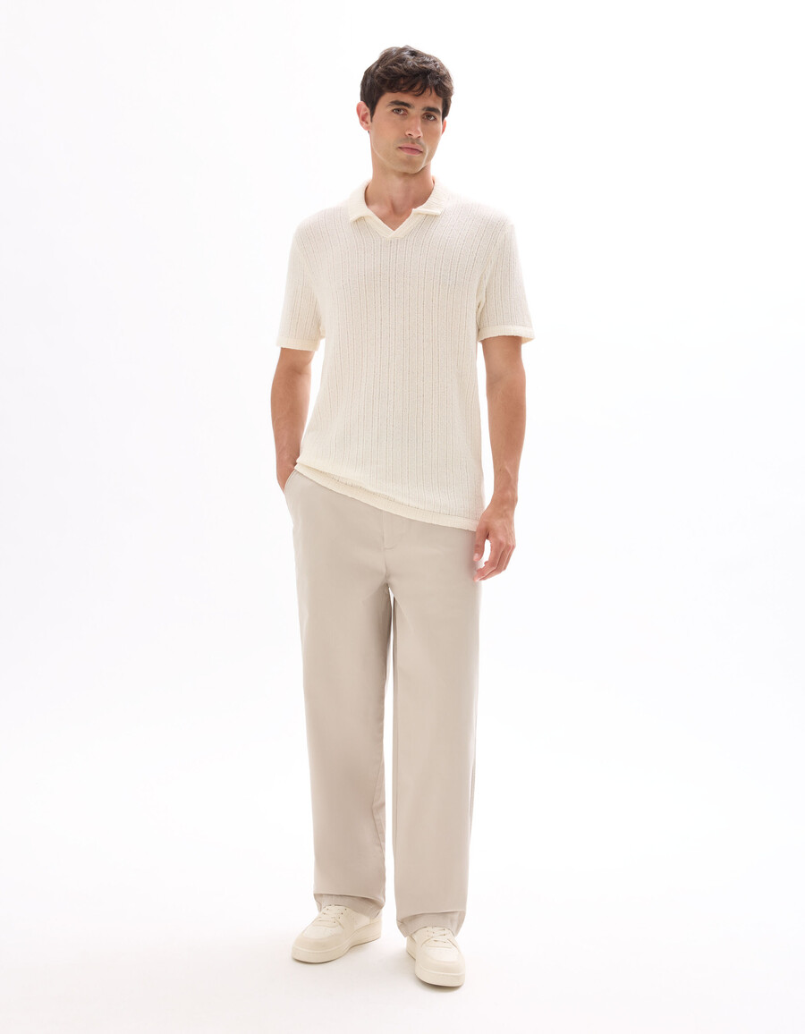 poloshirt mit rippstrick in regulärer passform