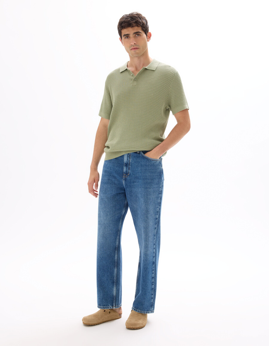 poloshirt mit rippstrick in regulärer passform