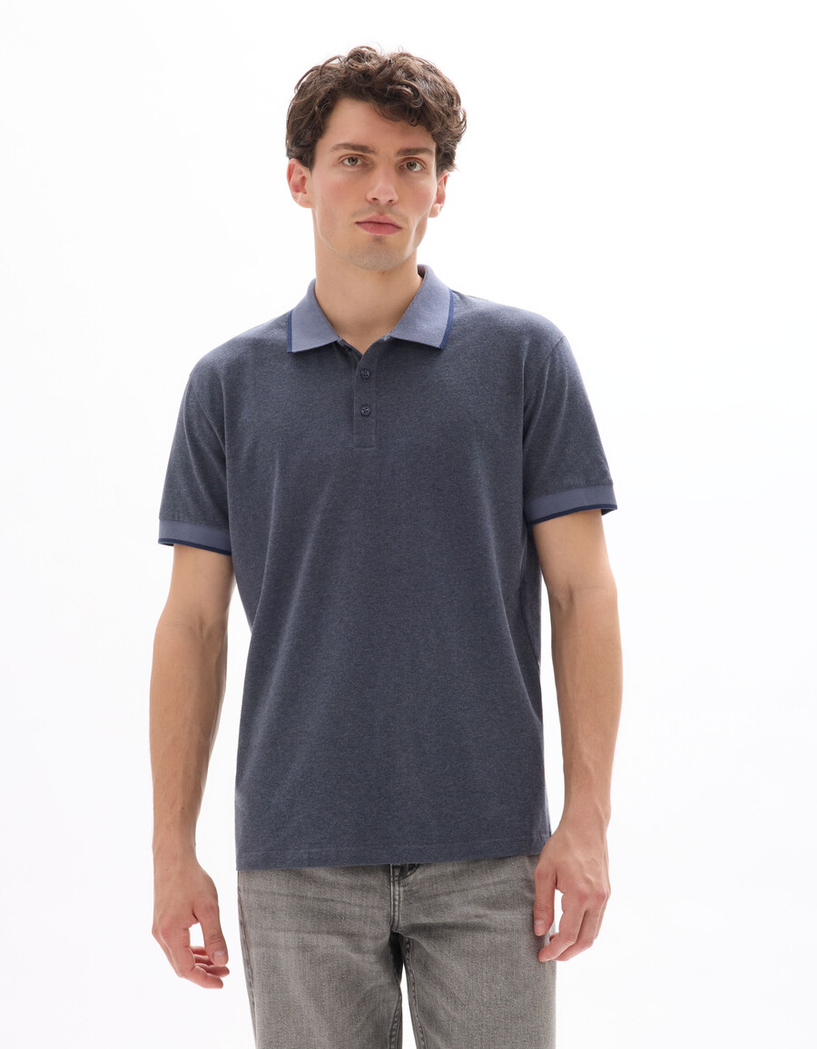 poloshirt aus normalem jersey-material aus stretch-baumwolle