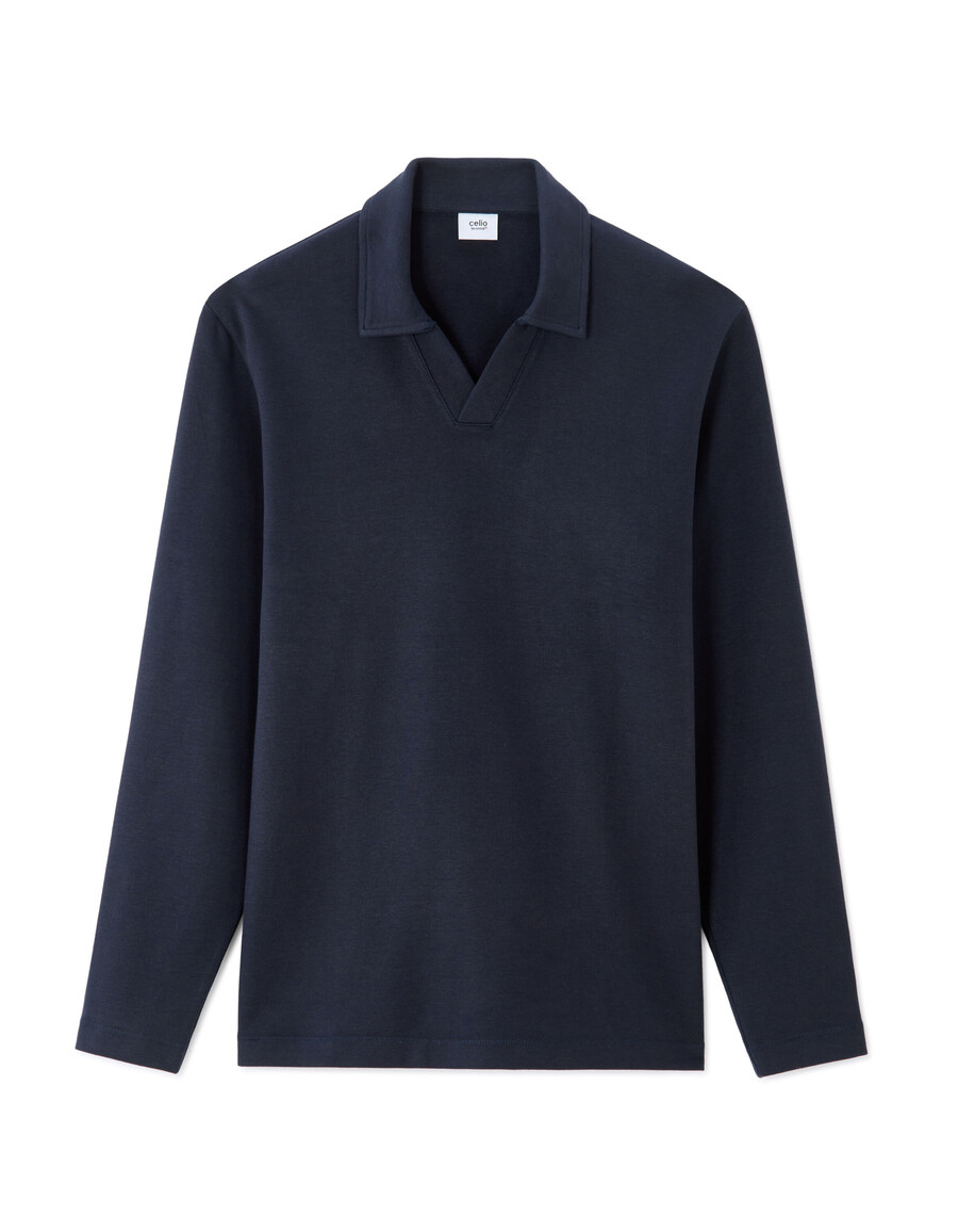 regular langarm-poloshirt aus jersey
