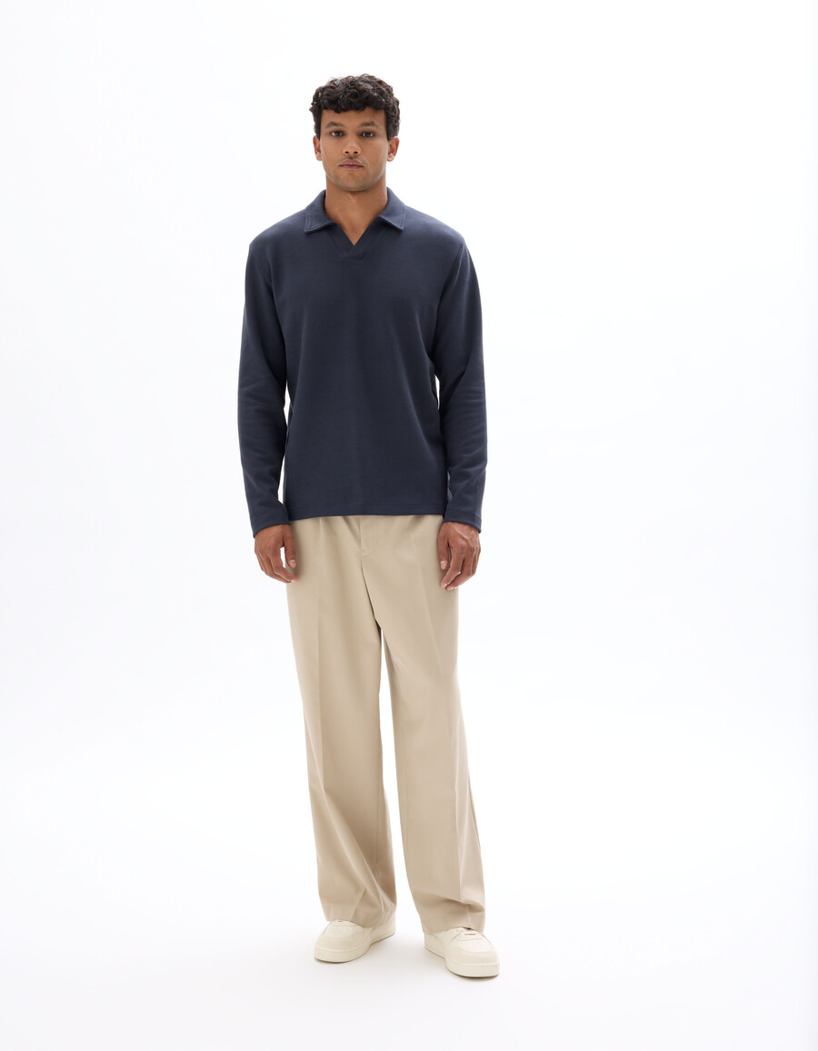 regular langarm-poloshirt aus jersey