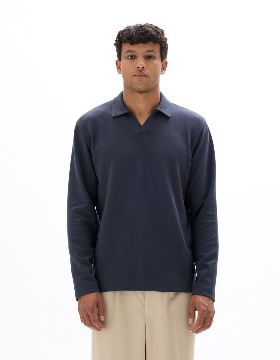 regular langarm-poloshirt aus jersey