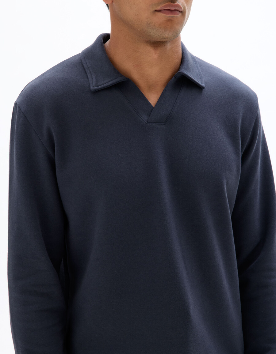 regular langarm-poloshirt aus jersey