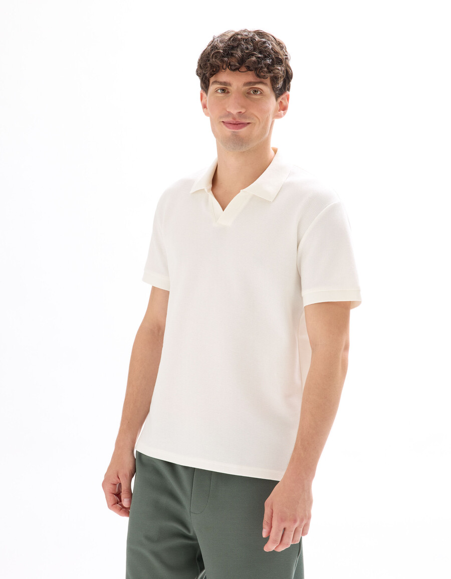 poloshirt mit regulärer passform und waffelstrickmuster
