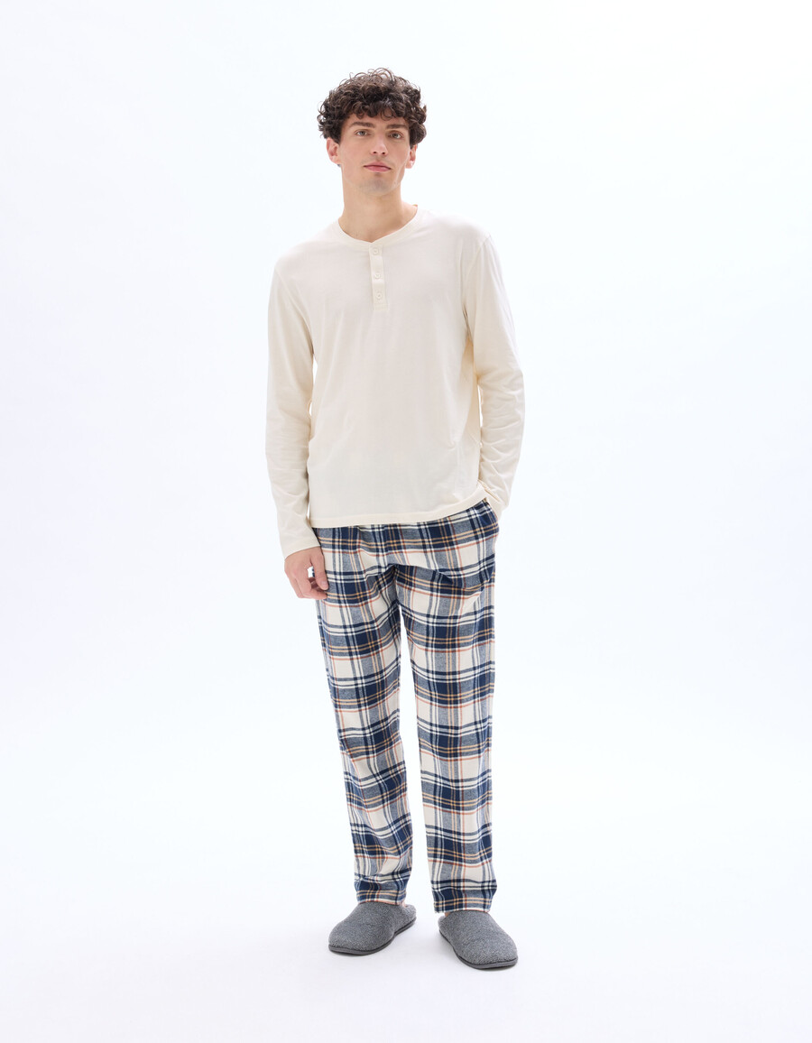 pyjama-oberteil und hose aus 100 baumwolle mit karomuster