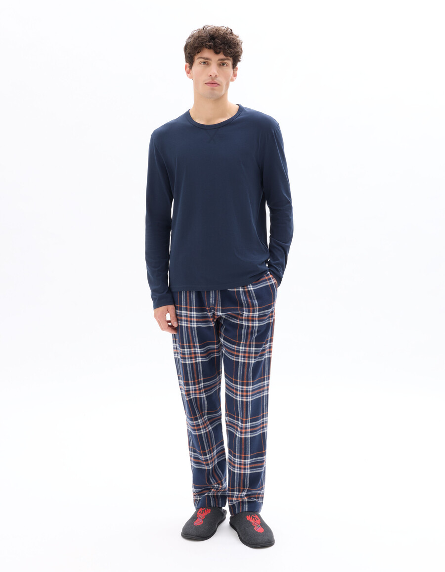 pyjama-oberteil und hose aus 100 baumwolle mit karomuster