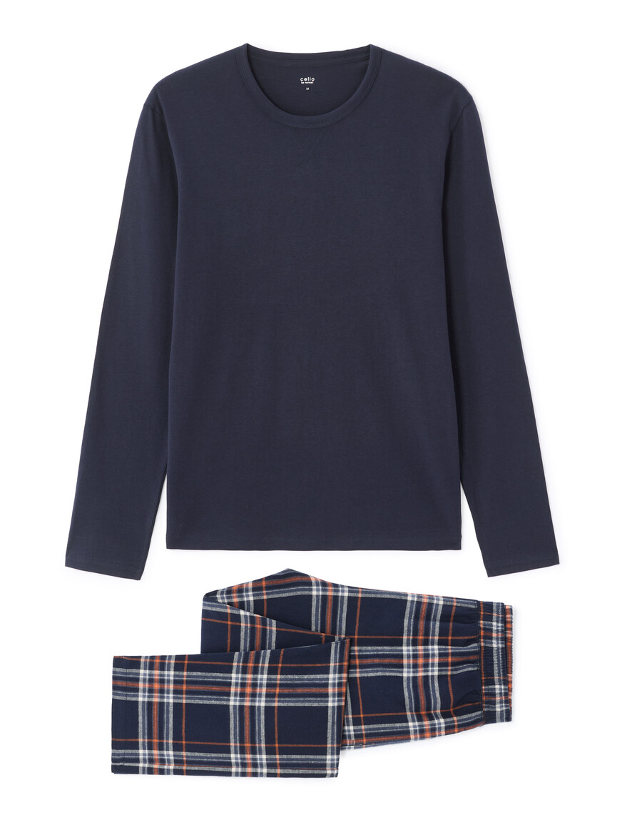 pyjama-oberteil und hose aus 100 baumwolle mit karomuster