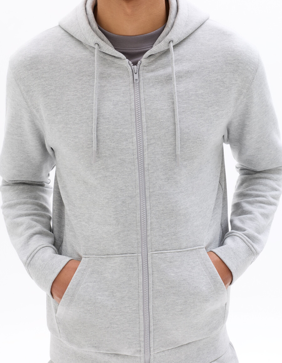 kapuzenpullover mit reißverschluss aus baumwollmischgewebe