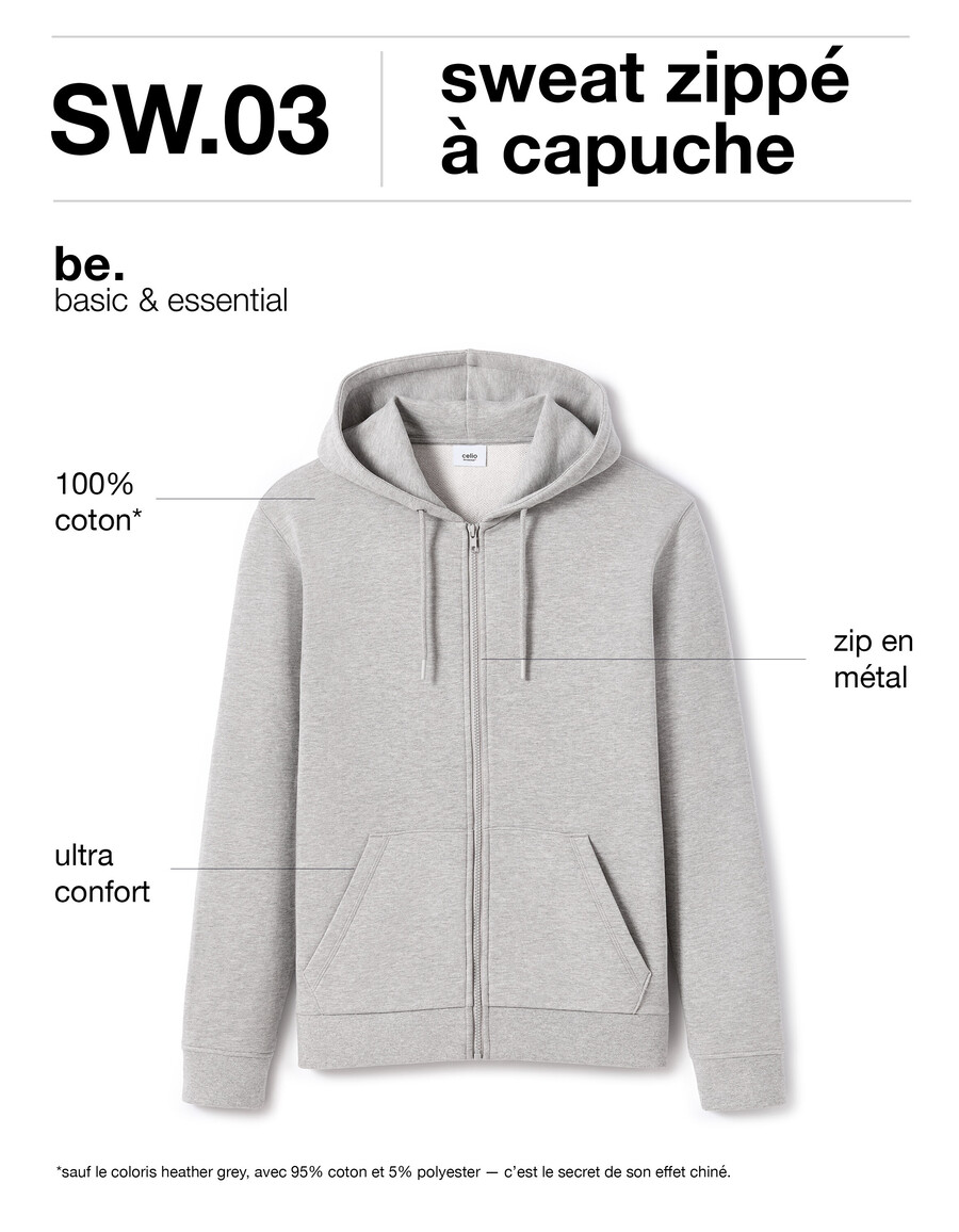 kapuzenpullover mit reißverschluss aus baumwollmischgewebe