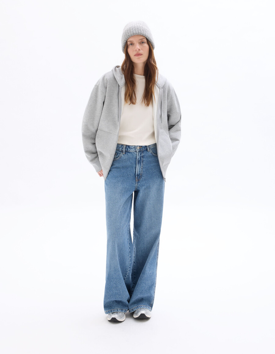fleece-kapuzenjacke mit reißverschluss