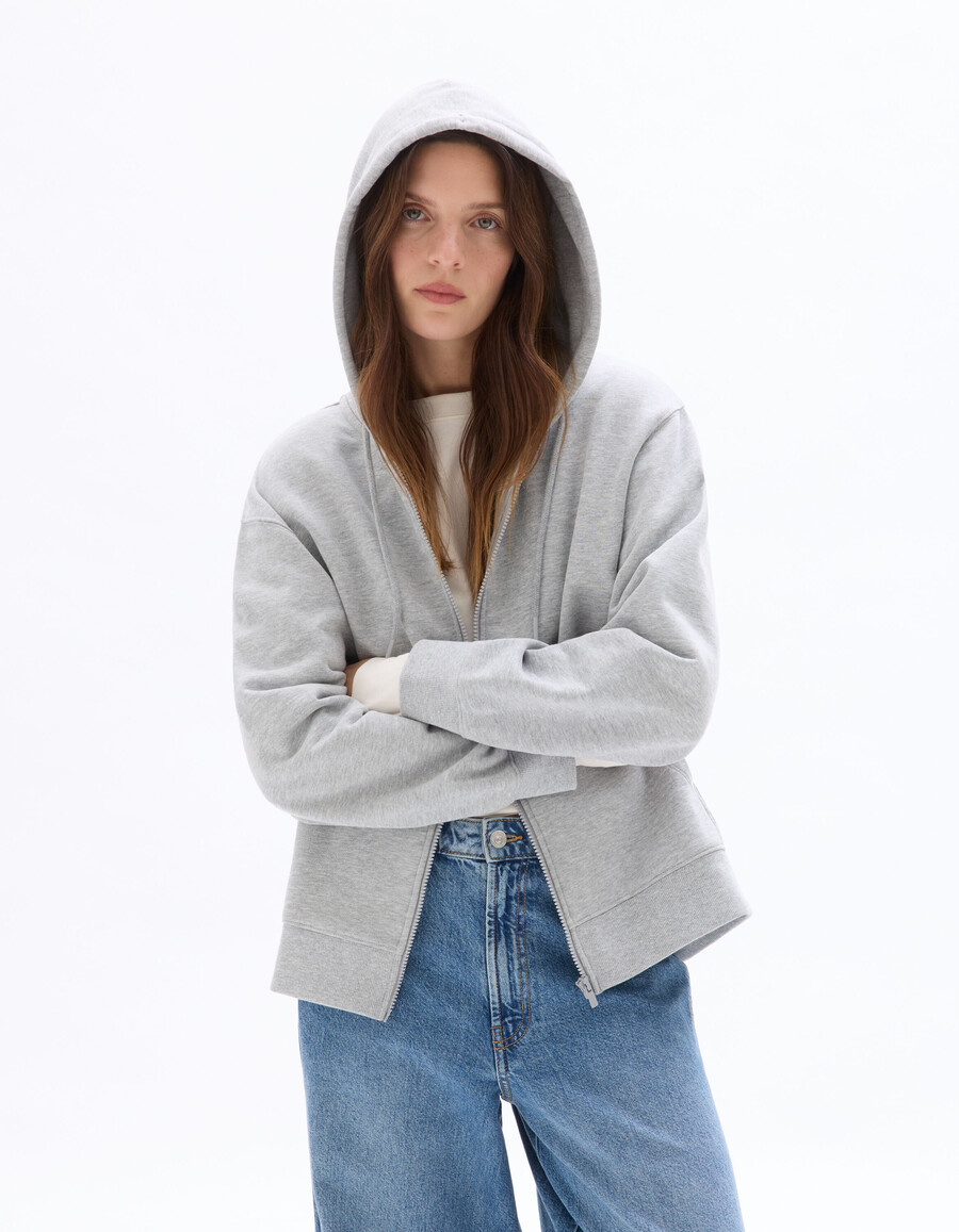 fleece-kapuzenjacke mit reißverschluss