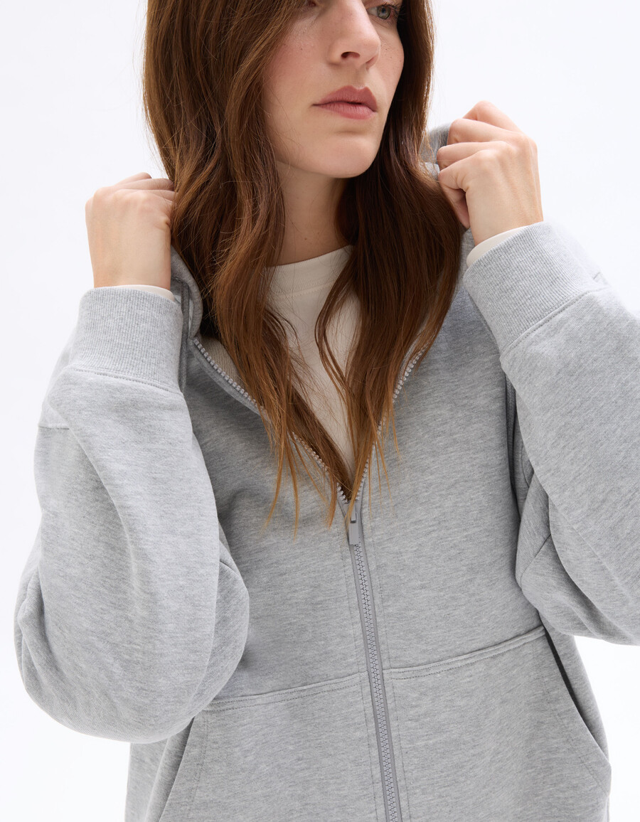 fleece-kapuzenjacke mit reißverschluss
