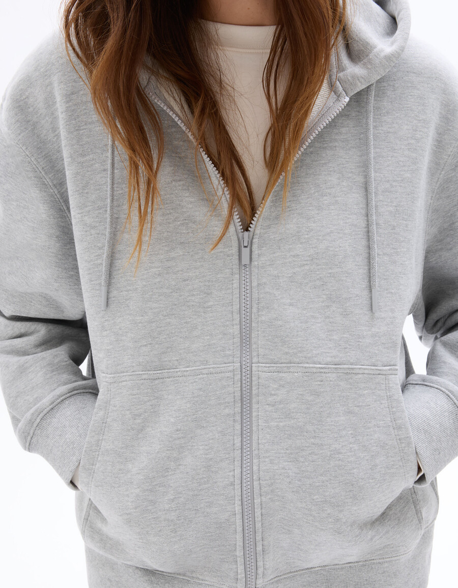 fleece-kapuzenjacke mit reißverschluss