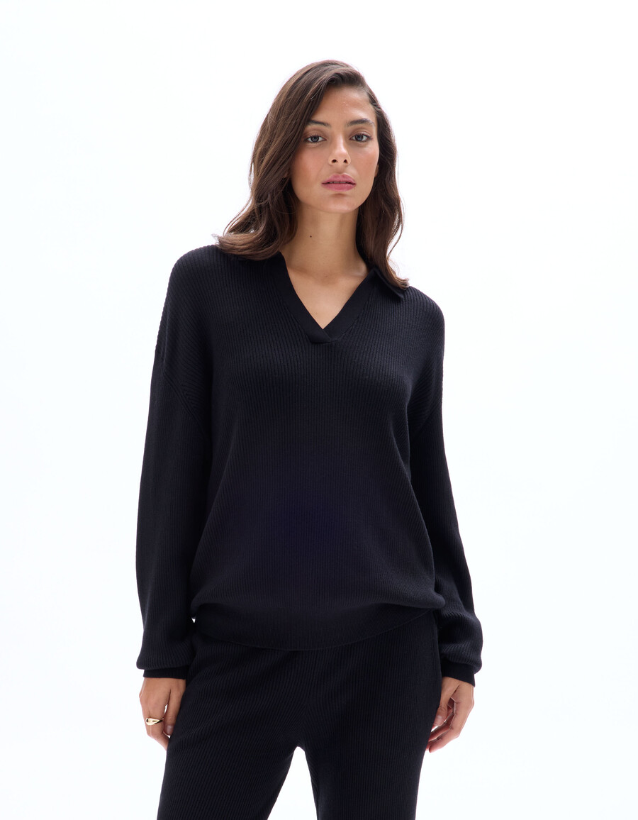 poloshirt aus rippstrick