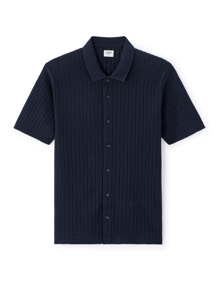 regular fit strickhemd mit lochmuster