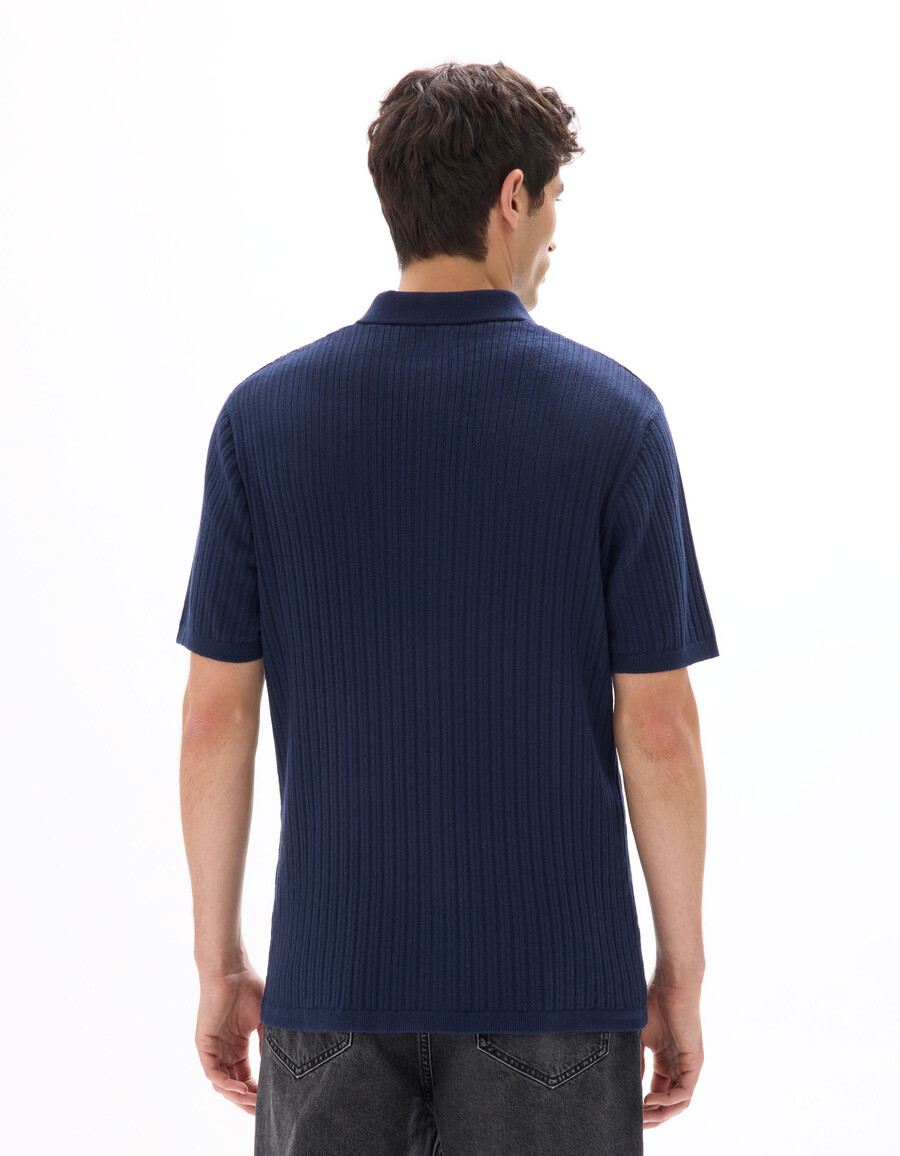 regular fit strickhemd mit lochmuster
