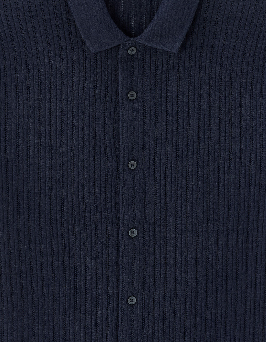 regular fit strickhemd mit lochmuster