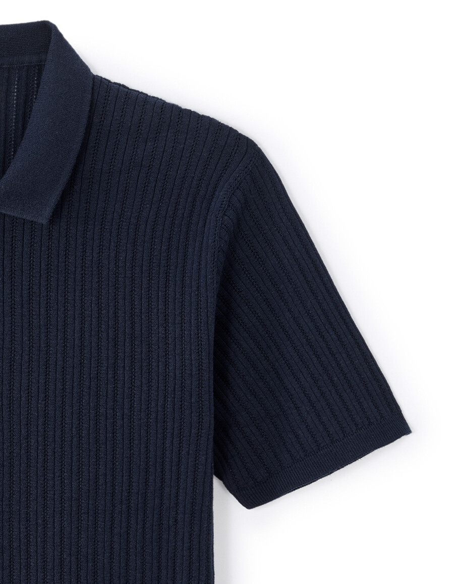 regular fit strickhemd mit lochmuster