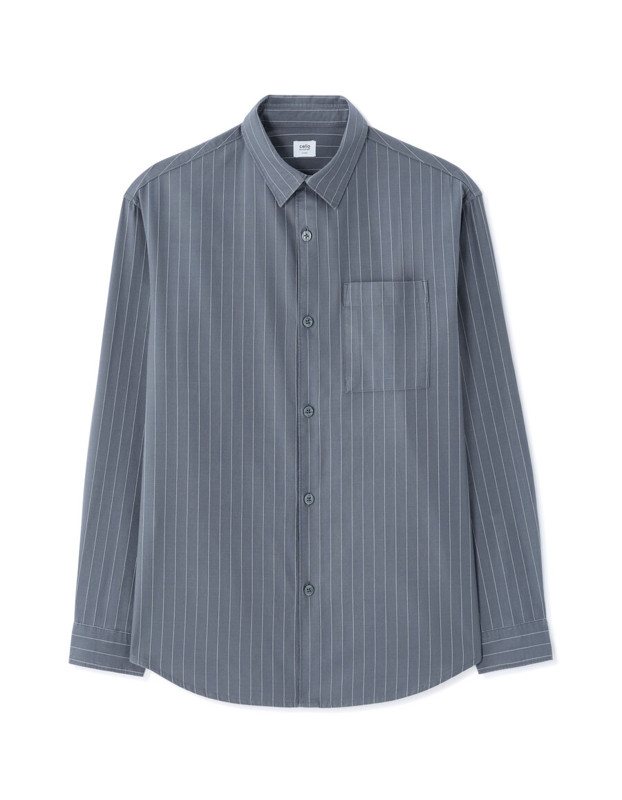 locker geschnittenes gestreiftes hemd aus baumwolle und tencel