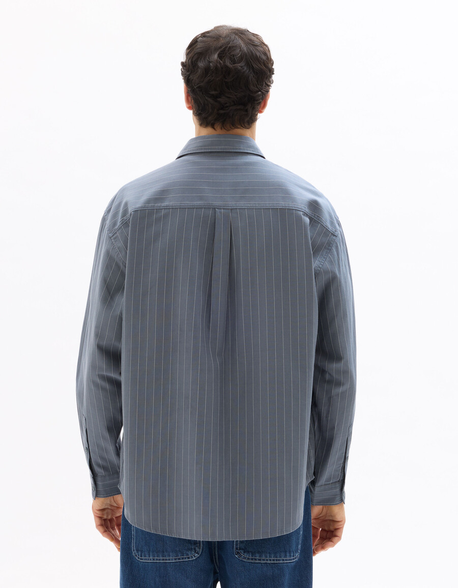 locker geschnittenes gestreiftes hemd aus baumwolle und tencel