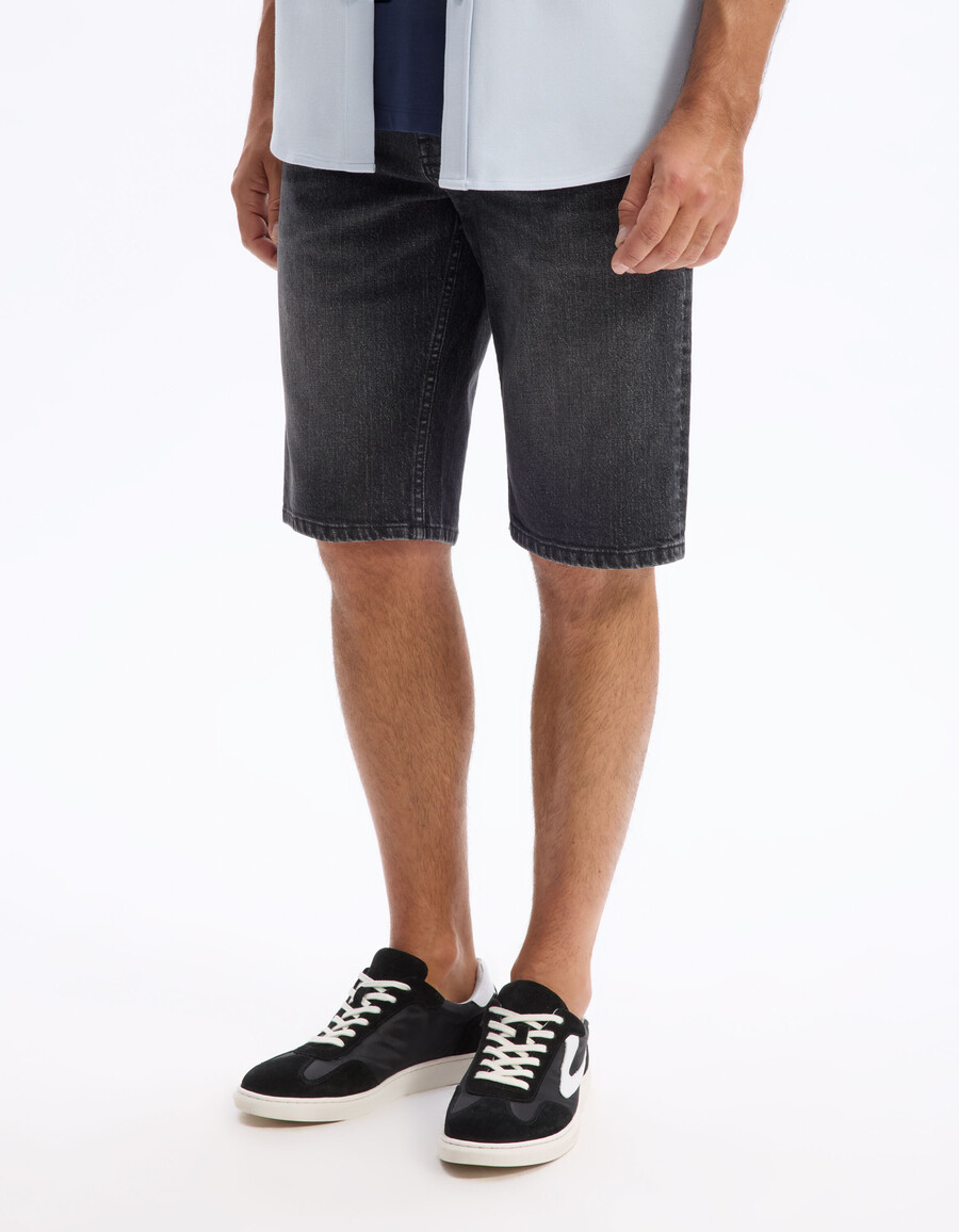 schwarze bermuda-shorts aus stretch-baumwolle
