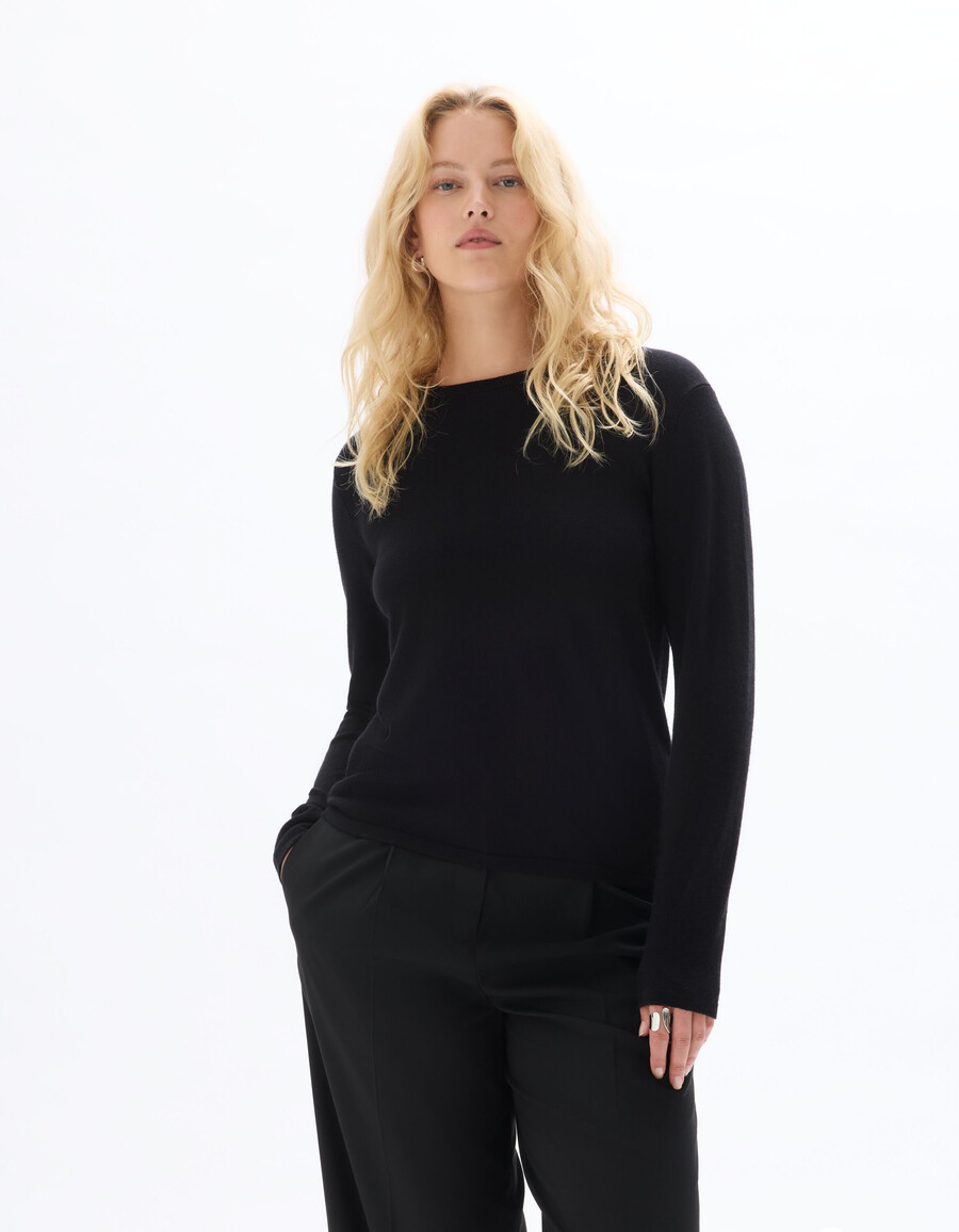 feinstrickpullover mit rundhalsausschnitt