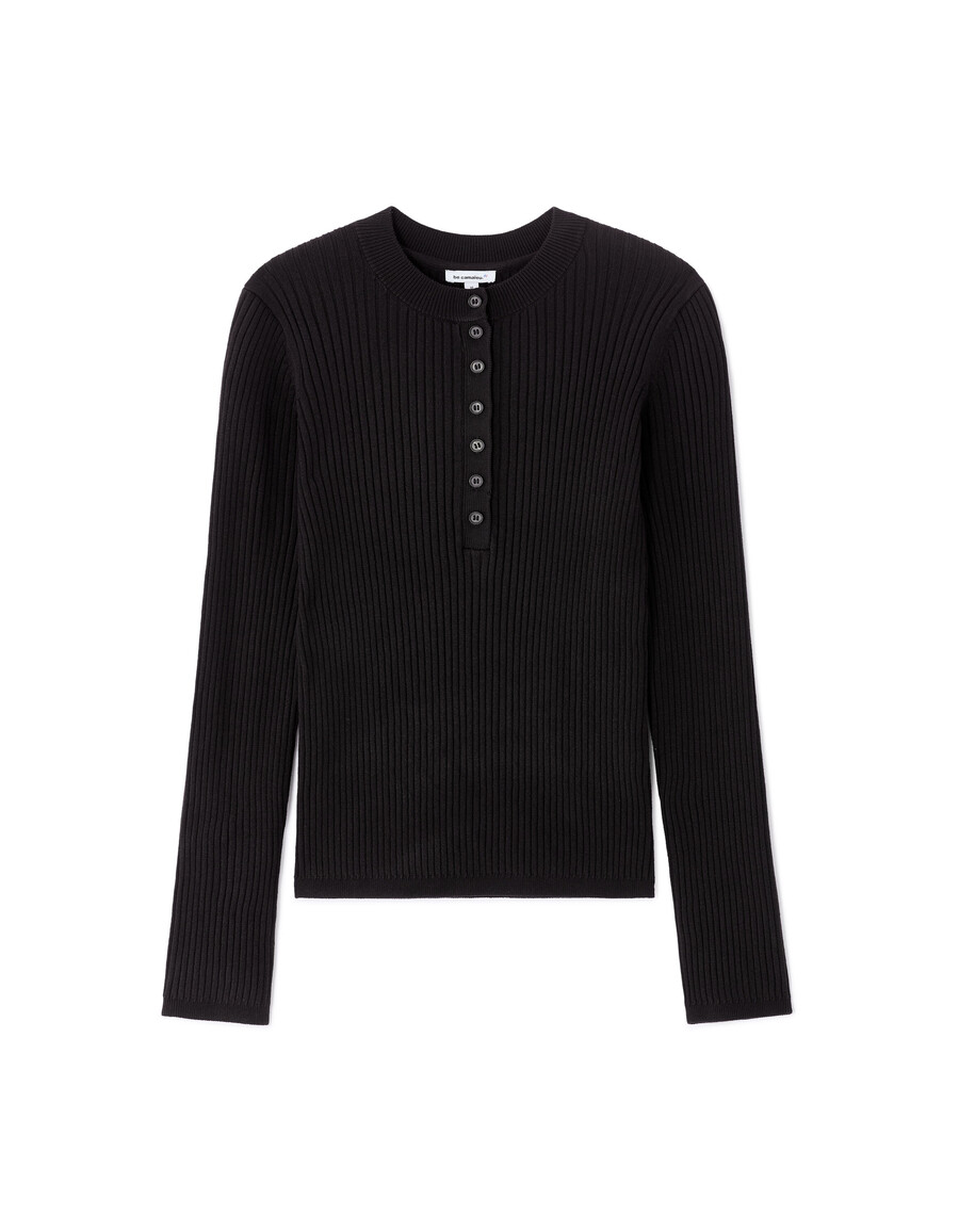 pullover mit knopfleiste und rundhalsausschnitt