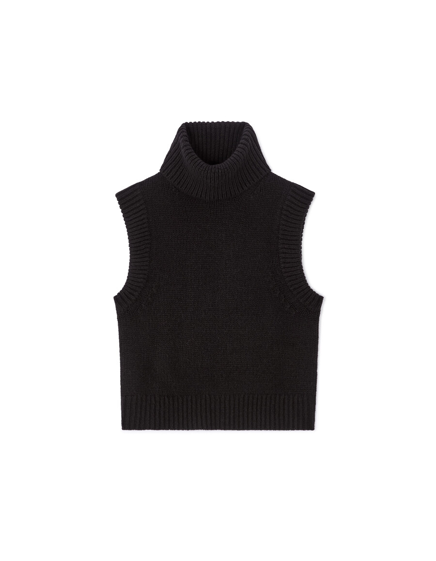 ärmelloser rollkragenpullover