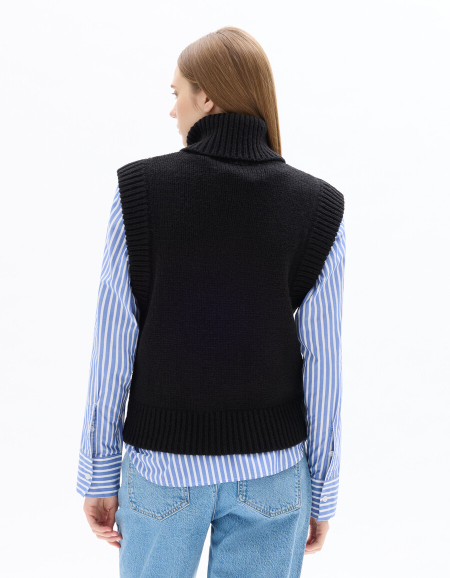 ärmelloser rollkragenpullover