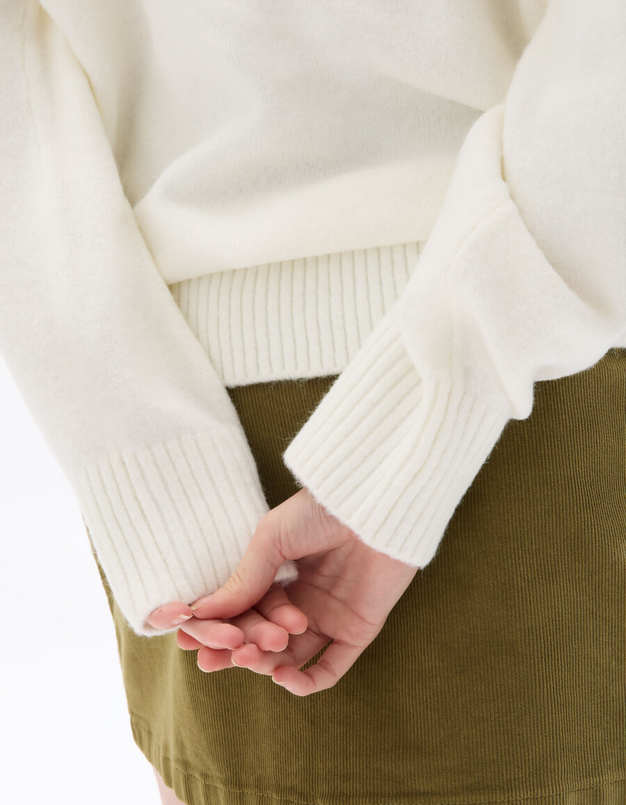 bardot-pullover aus wollmischgewebe