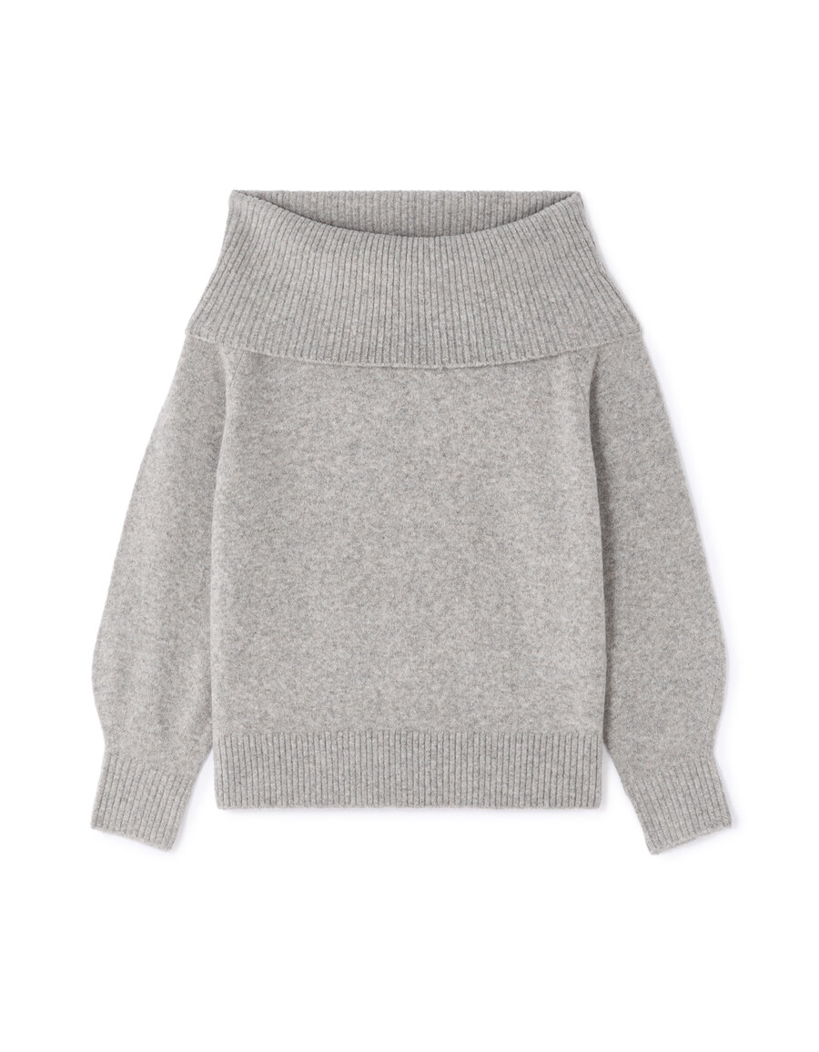 bardot-pullover aus wollmischstrick