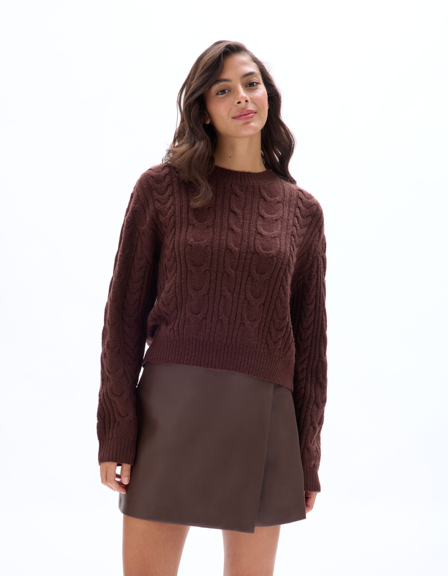 rundhals-zopfstrickpullover