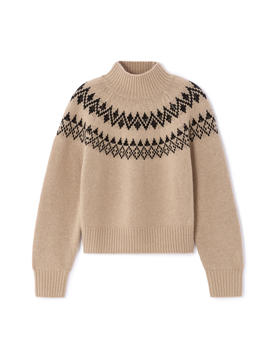 jacquard-rollkragenpullover aus wollmischung