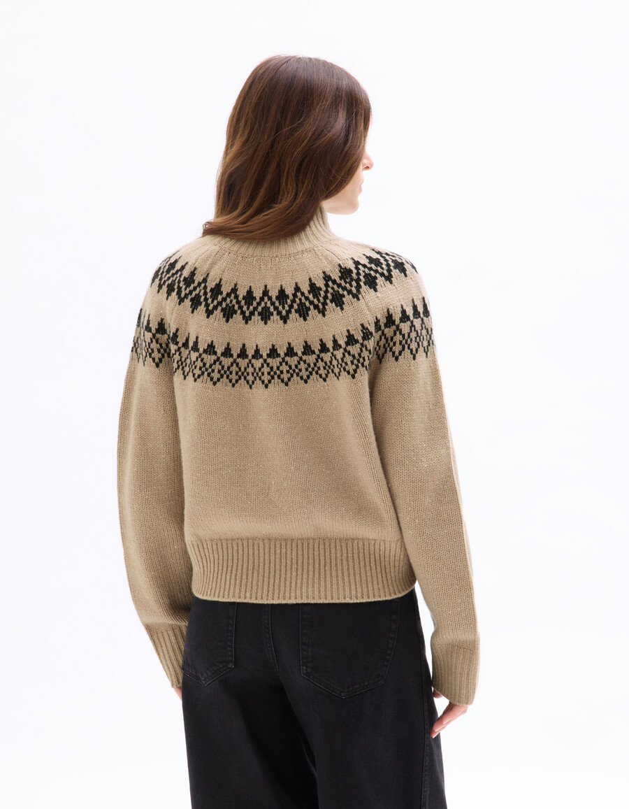jacquard-rollkragenpullover aus wollmischung