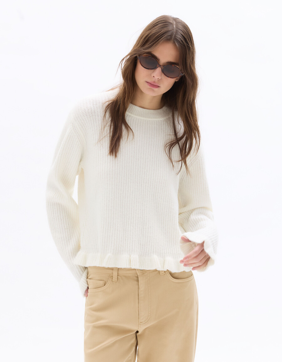 rüschenpullover mit langen ärmeln
