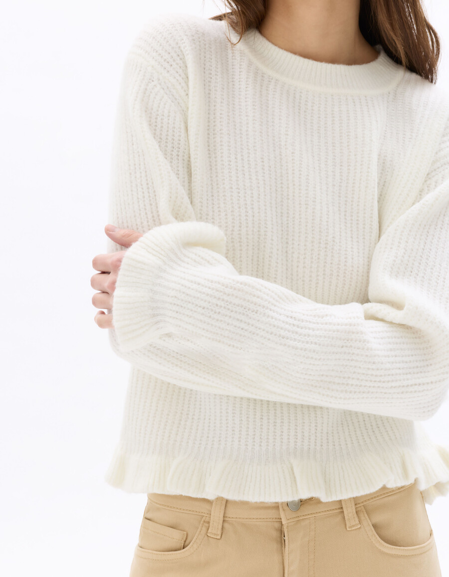 rüschenpullover mit langen ärmeln