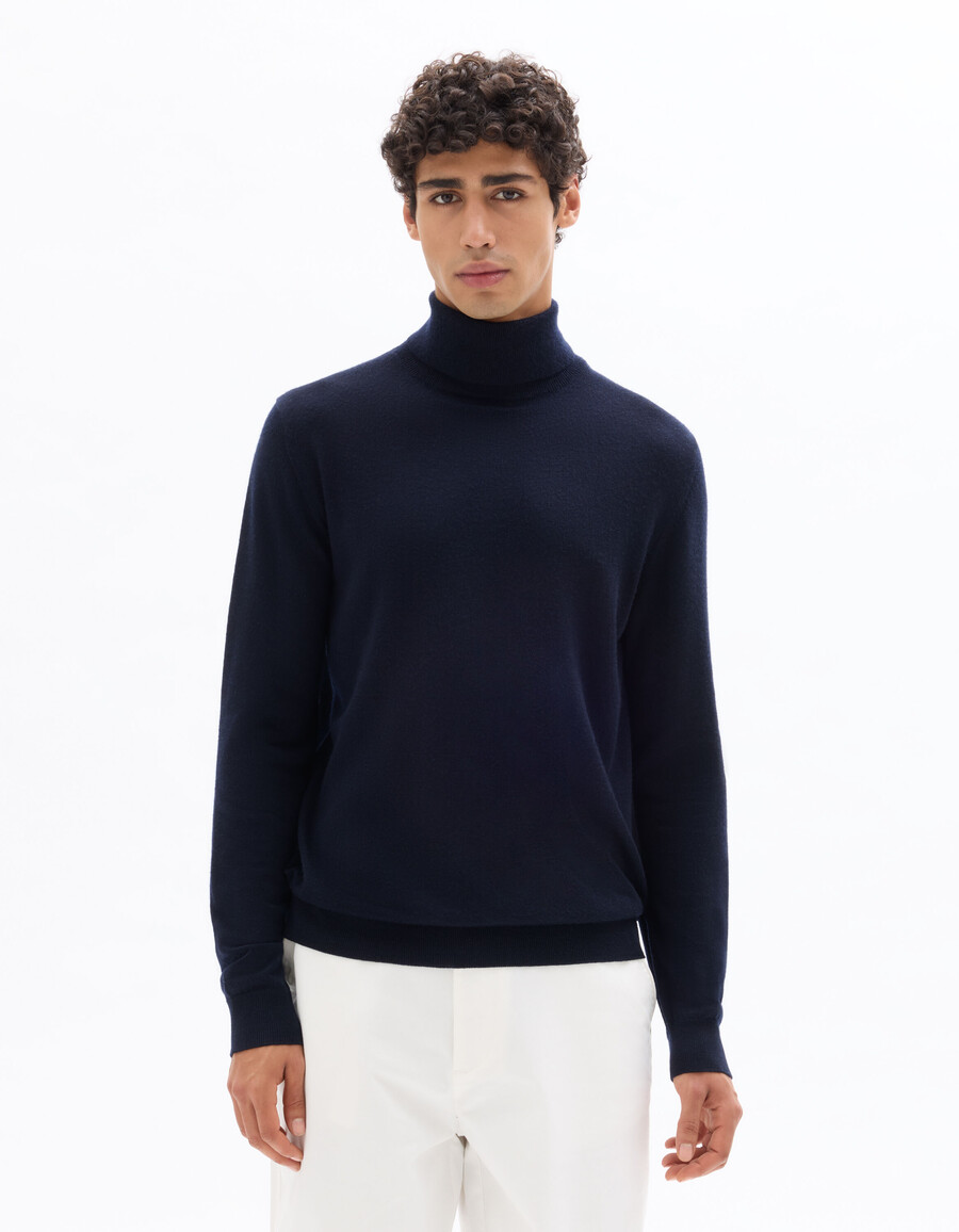 schmal geschnittener rollkragenpullover 100 merinowolle