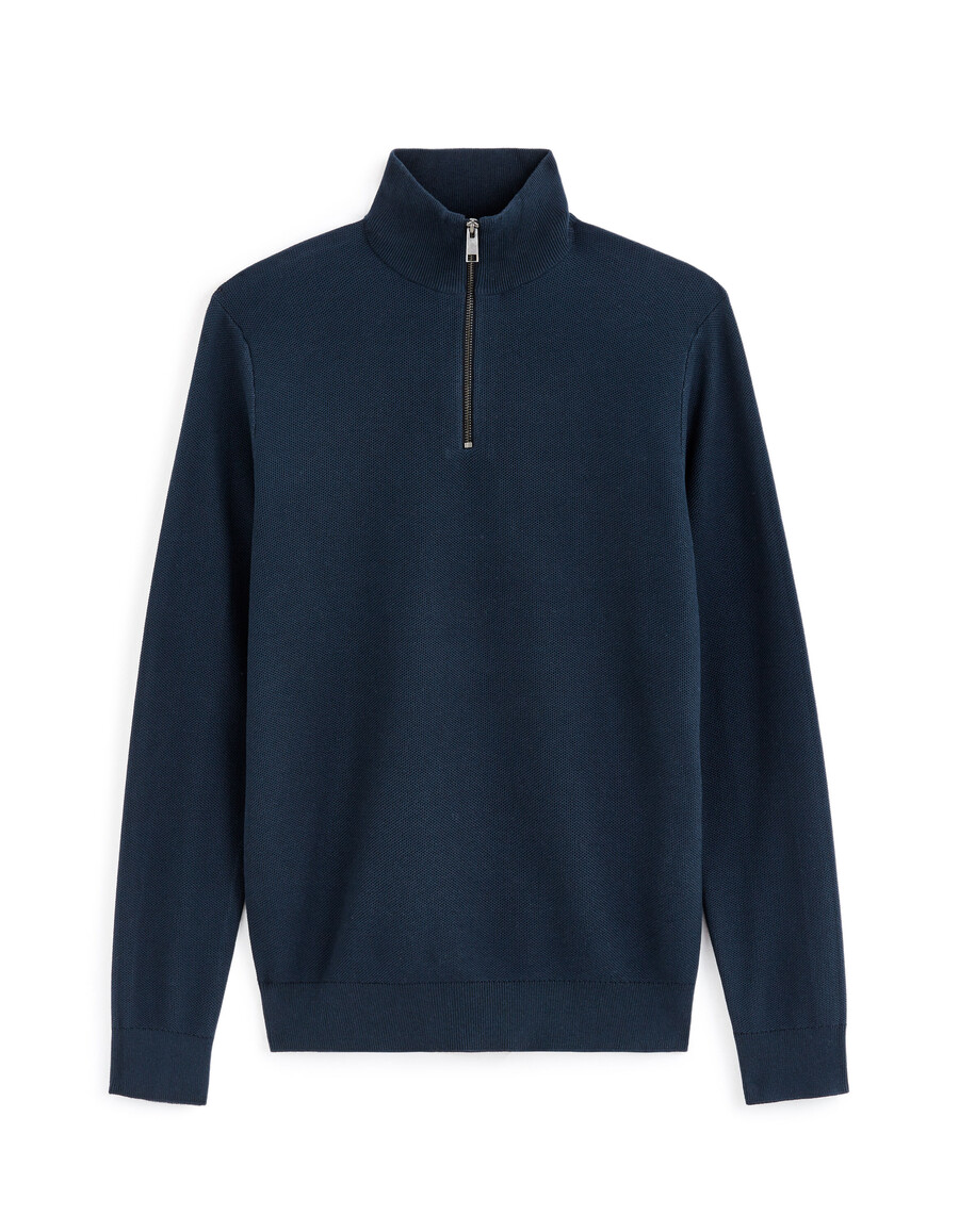 pullover mit reißverschlusskragen 100 baumwoll-piqué