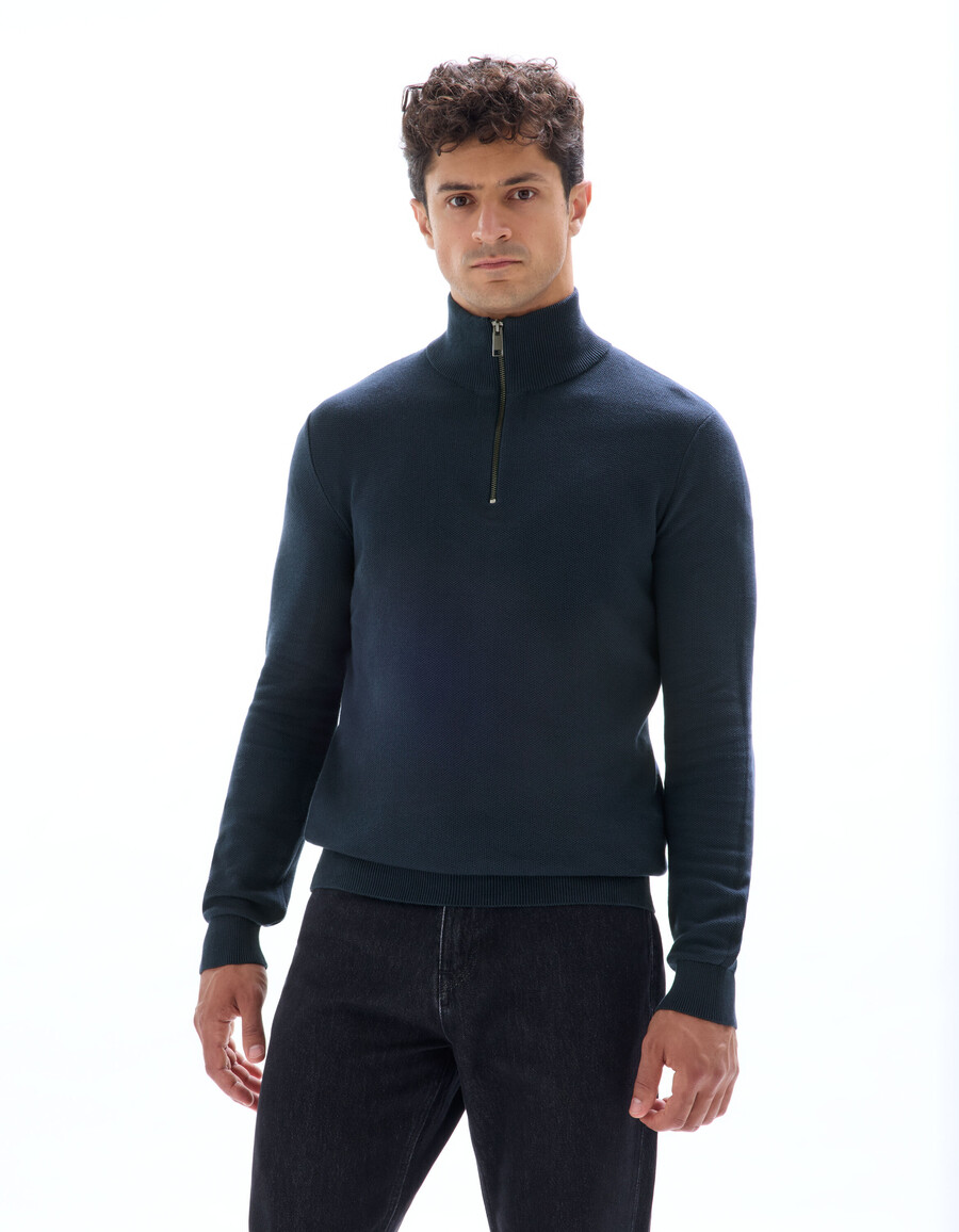 pullover mit reißverschlusskragen 100 baumwoll-piqué