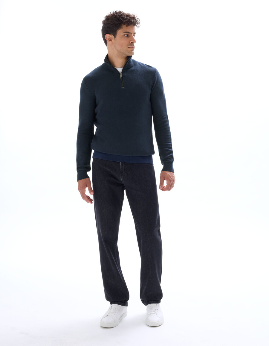 pullover mit reißverschlusskragen 100 baumwoll-piqué