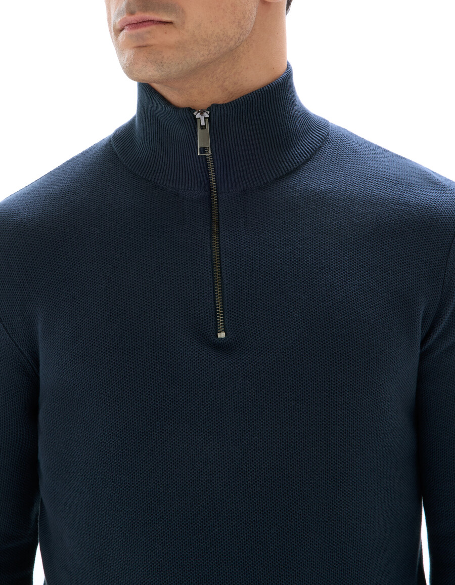 pullover mit reißverschlusskragen 100 baumwoll-piqué