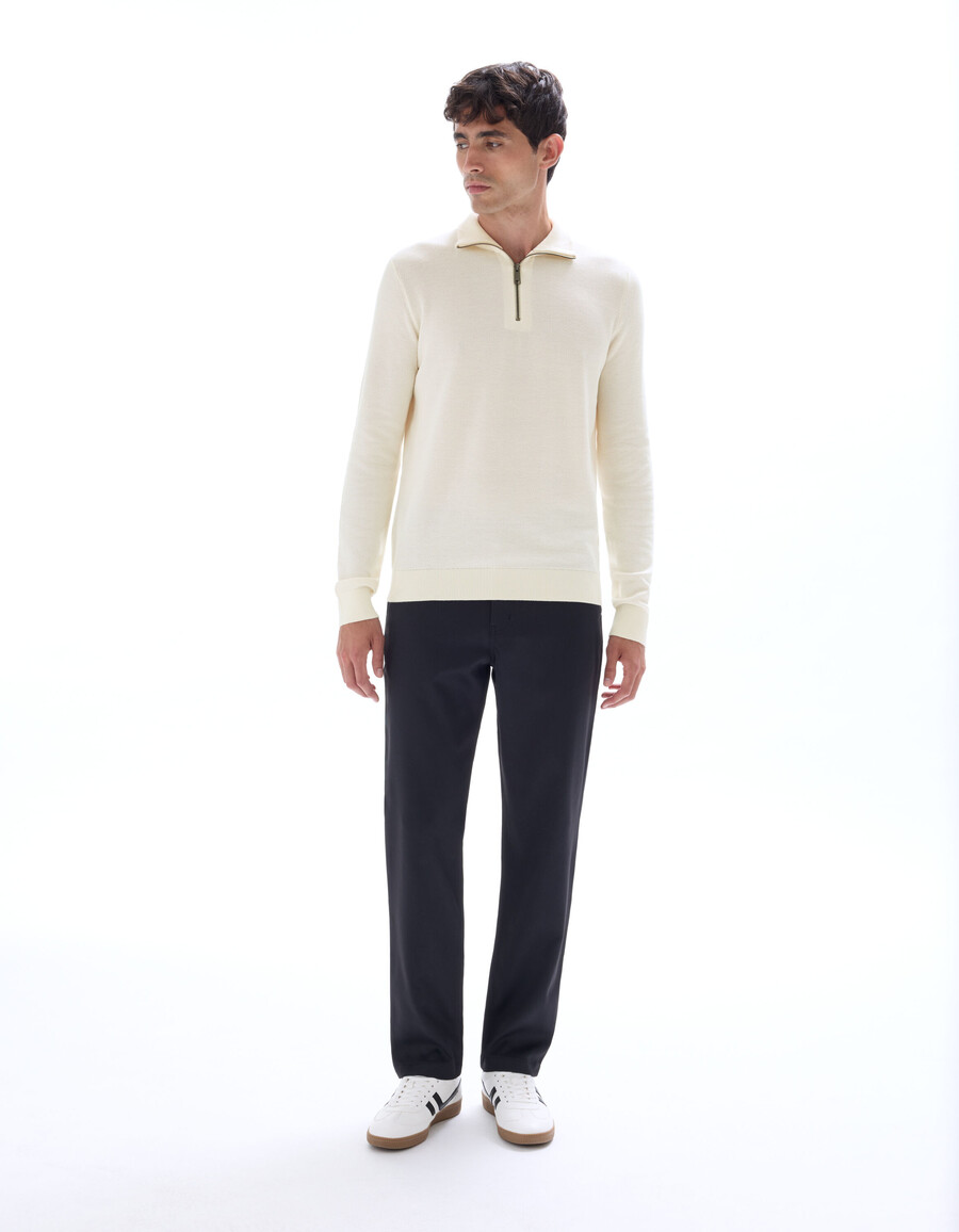 pullover mit reißverschlusskragen aus 100 baumwoll-piqué