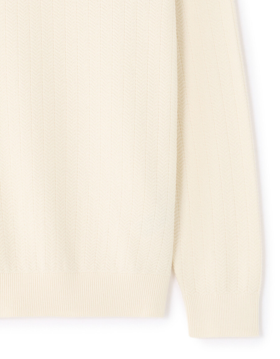 rundhals-strickpullover mit fischgrätmuster 100 baumwolle