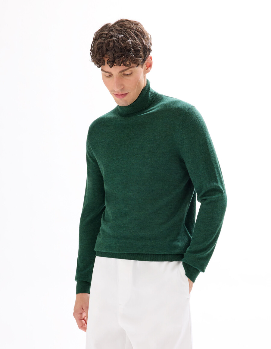 schmal geschnittener rollkragenpullover 100 merinowolle